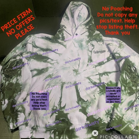 BNWT CIVIL REGIME BLACK ROSE HOODIE LAVENDER DREAM WASH LRG MENS HOODIE UNISEX - Picture 6 of 15